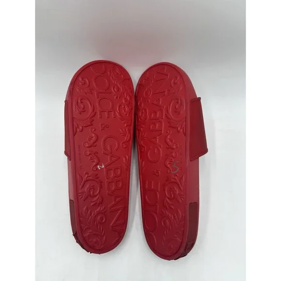 Men’s Dolce & Gabbana red Rubber logo pool slides Size 44